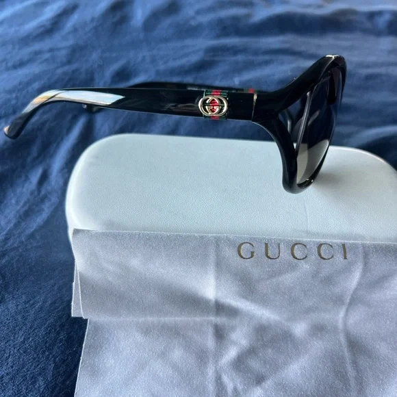 Gucci Black Gradient square Sunglasses monogram wrap sun beach eyewear pool cat - Picture 4 of 9